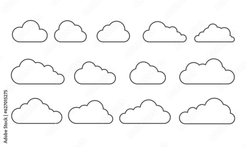 Cloud line icon collection. Vector illustration. Cloud line icon collection. Vector illustration.