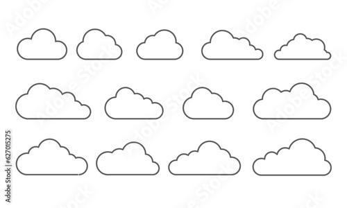 Cloud line icon collection. Vector illustration.
