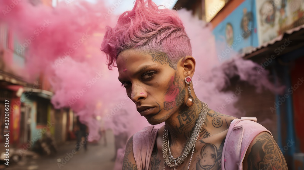 Obraz premium Ai generated portraits of gang members with funny sweets