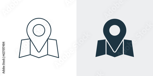 Location map pin icon vector. LGPS, Map, Navigation, Direction outline icon illustration