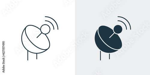 Gps or wifi antenna icon vector. Satellite Dish Receiver and Dish Antenna line drawing illustration 