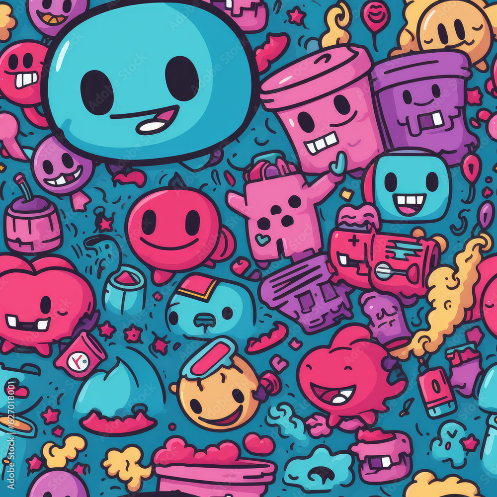 Graffiti art seamless repeat pattern, colorful funky
Graffiti art seamless repeat pattern, colorful funky