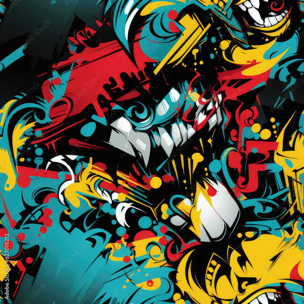 Graffiti art seamless repeat pattern, colorful funky
Graffiti art seamless repeat pattern, colorful funky