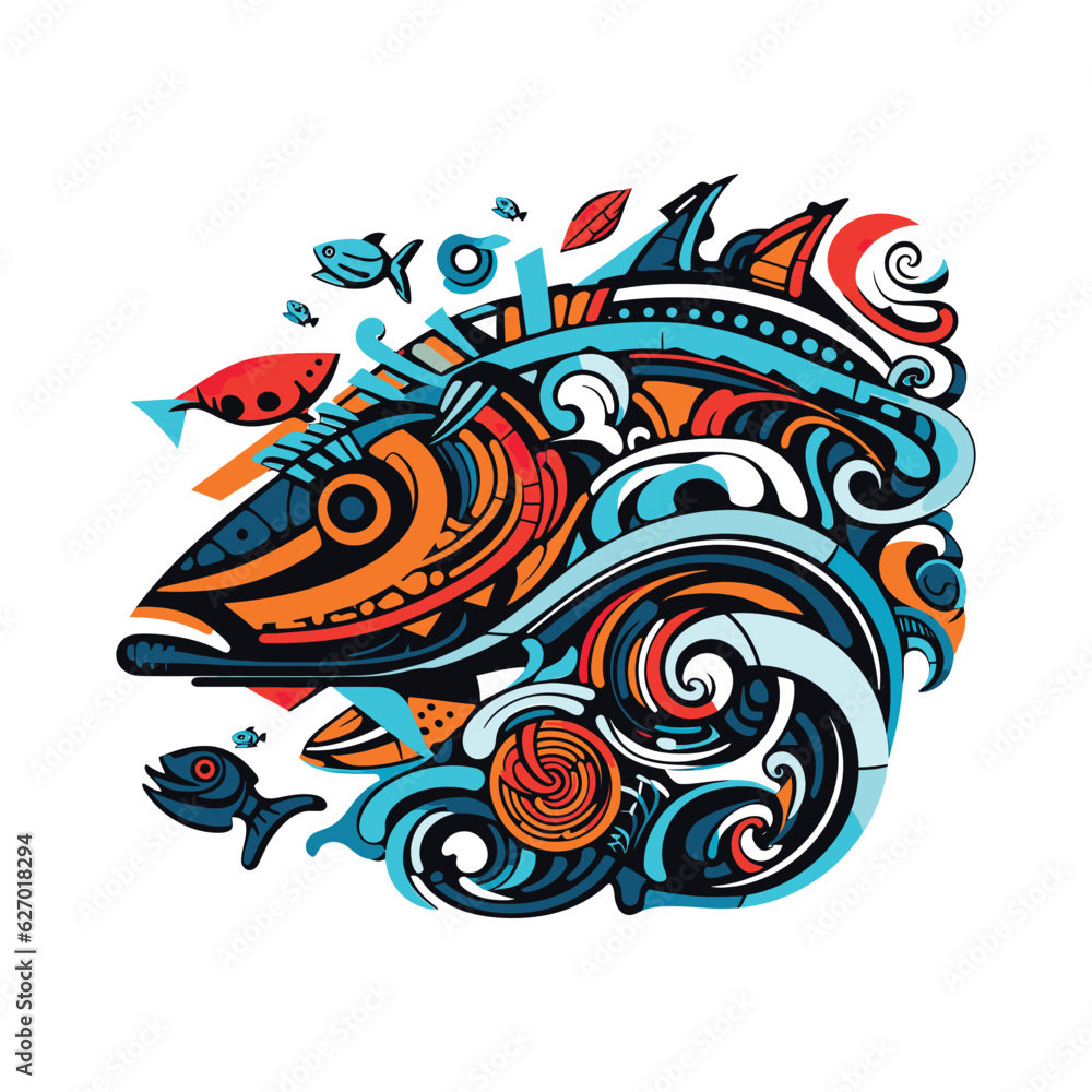 Pop Art's Abstract Fish Illustration Comes Alive in Vibrancy. Vector Illustration Pop Art's Abstract Fish Illustration Comes Alive in Vibrancy. Vector Illustration