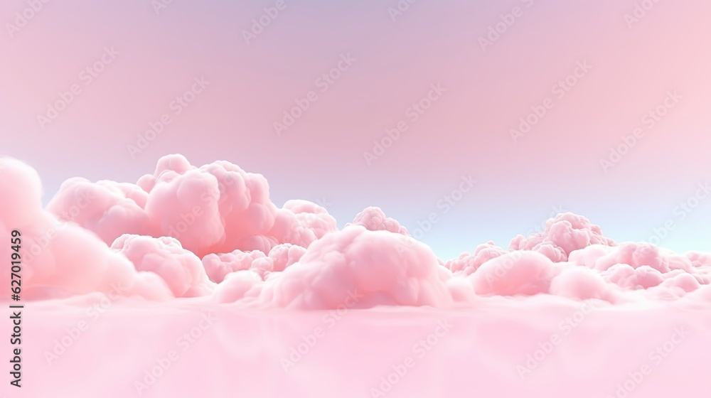 Generative AI, Pink magenta fantastic 3d clouds on the floor, sky and landscape. Gentle colors and with bright lights.. Generative AI, Pink magenta fantastic 3d clouds on the floor, sky and landscape. Gentle colors and with bright lights..