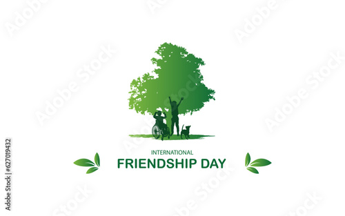 Friendship Day for t shirt logo poster banner cover greeting card web background eco green tree illustration vector design