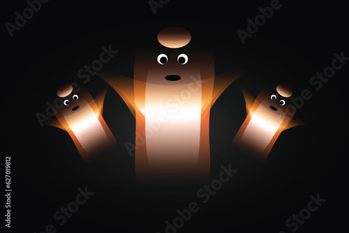hauntingly beautiful hand drawn flat halloween scary ghost isolated and mysterious cemetery view illustration design