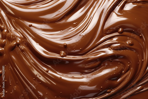 Creamy melted chocolate syrup swirl background