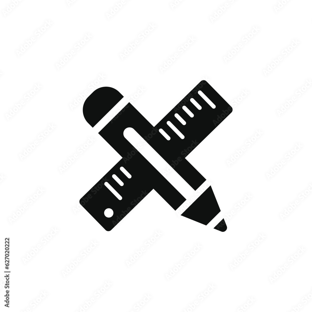 Pencil and ruler icon isolated on white background Pencil and ruler icon isolated on white background