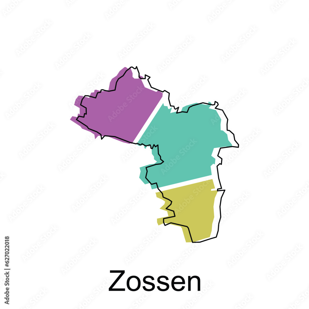 Zossen map, detailed outline colorful regions of the German country. Vector illustration template design