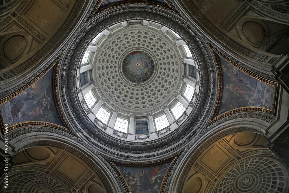 The dome of Pantheon - 18th century Pantheon interior, Paris, France