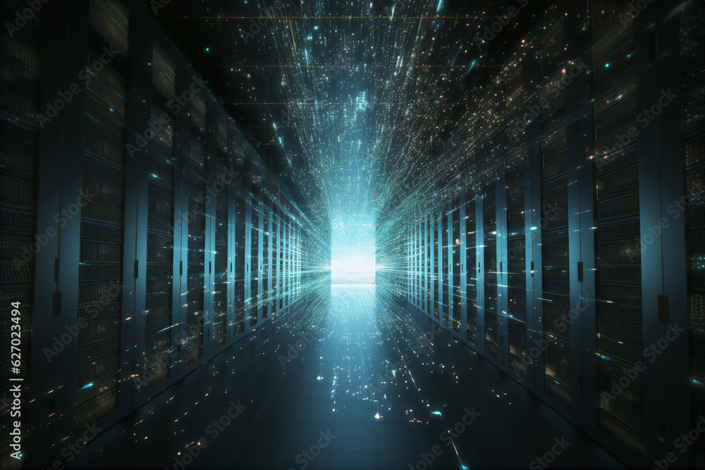 futuristic corridor of data center internet cloud server visualization of datastreams futuristic corridor of data center internet cloud server visualization of datastreams