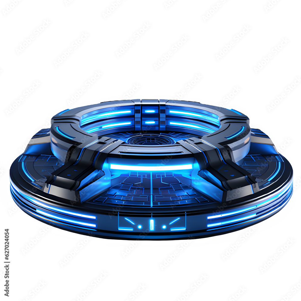 © marteen stenberg - futuristic display podium cut out isolated on transparent background ,generative ai