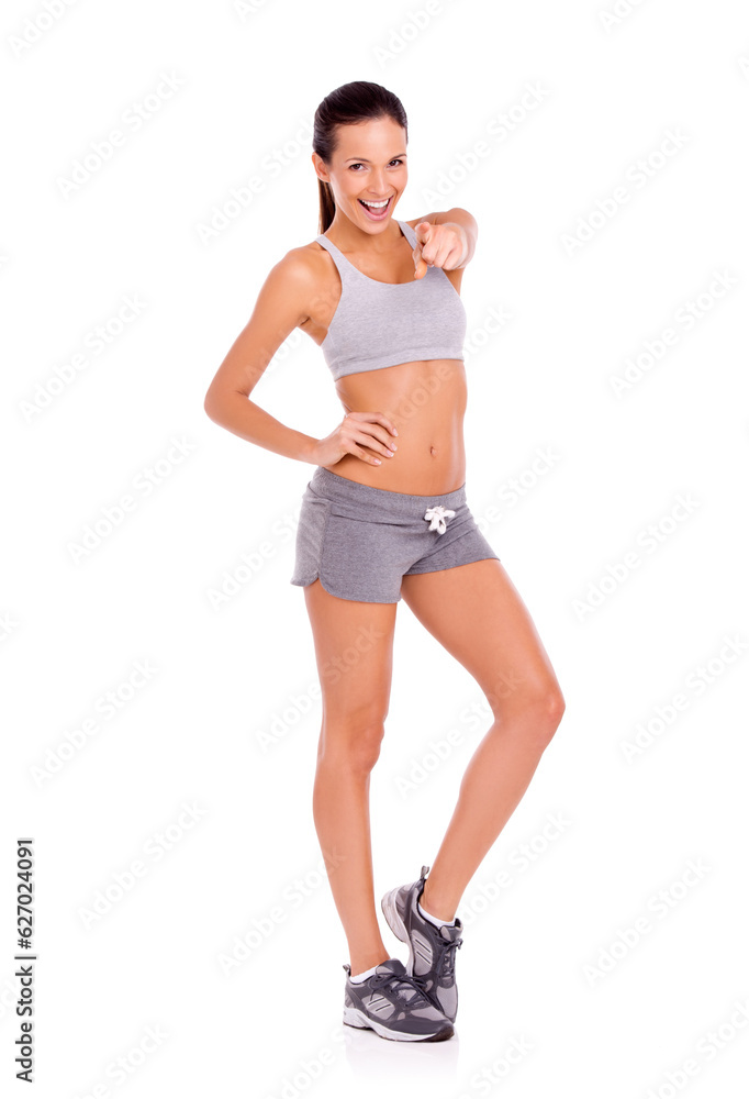 I want you to look great too. Portrait of an attractive and sporty young woman against a white background. I want you to look great too. Portrait of an attractive and sporty young woman against a white background.