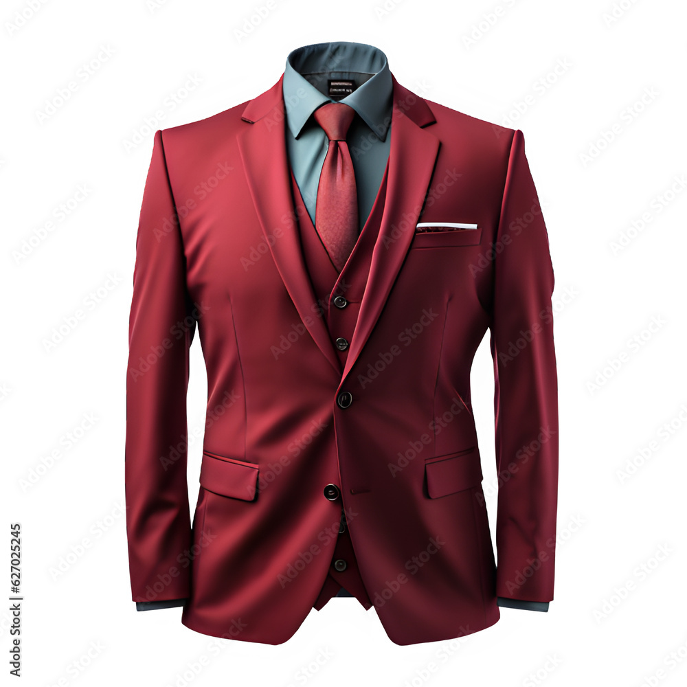 red tuxedo suit mockup on transparent background ,tuxedo isolated cut ...