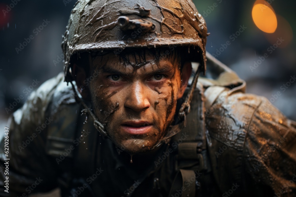 A marine displaying courage and resilience in the face of adversity during combat situations. Generative Ai