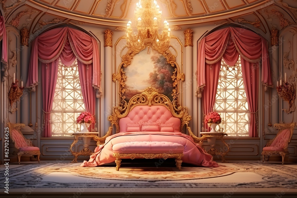 Princess bedroom in royal house. Ai art Princess bedroom in royal house. Ai art