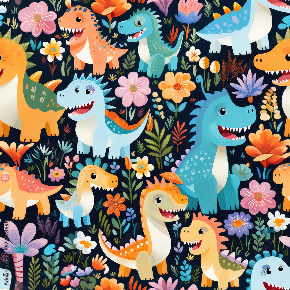 Cartoon dinosaurs childish seamless repeat pattern
Cartoon dinosaurs childish seamless repeat pattern
