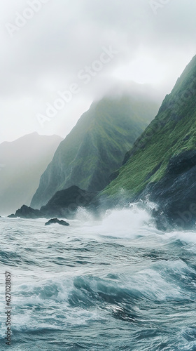 Rocky Coastline with Crashing Waves,waves crashing on the rocks