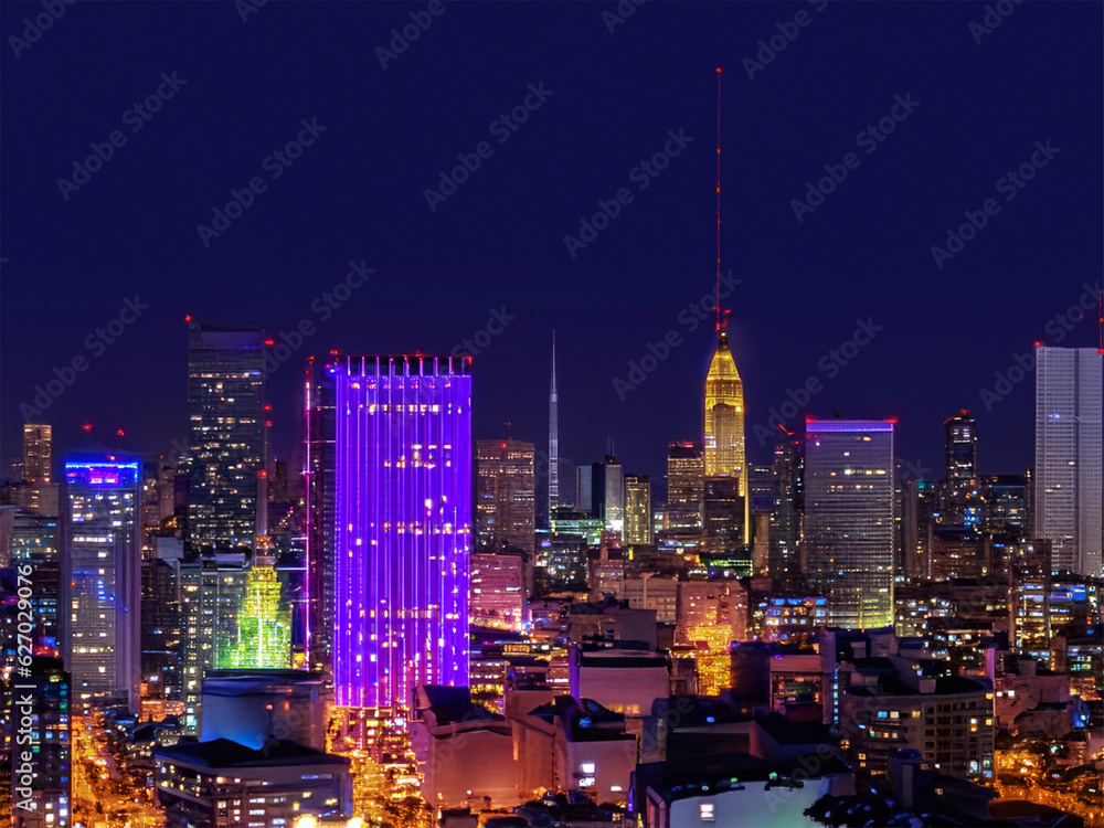 Obraz premium Skyscrapers Illuminated
