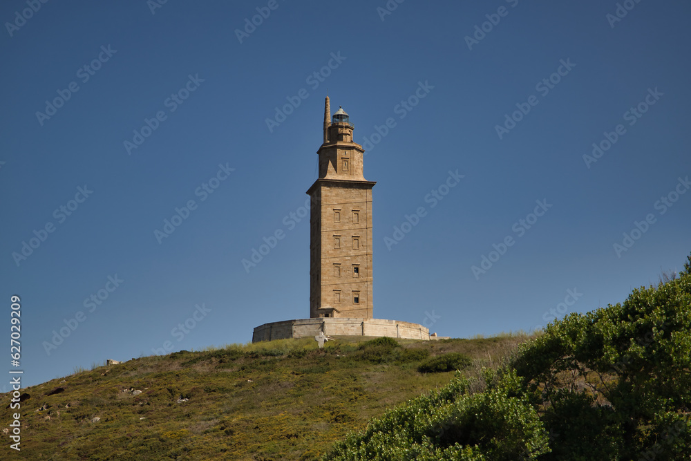 Roman lighthouse known as the Tower of Hercules, being the only Roman lighthouse and the oldest in the world in operation. Concept architecture, lighthouse, coast, shipwreck. Roman lighthouse known as the Tower of Hercules, being the only Roman lighthouse and the oldest in the world in operation. Concept architecture, lighthouse, coast, shipwreck.