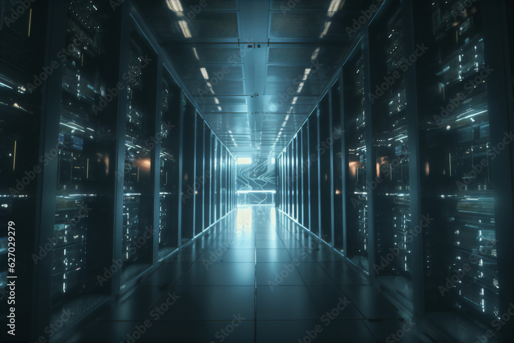futuristic corridor of data center internet cloud server visualization of datastreams futuristic corridor of data center internet cloud server visualization of datastreams
