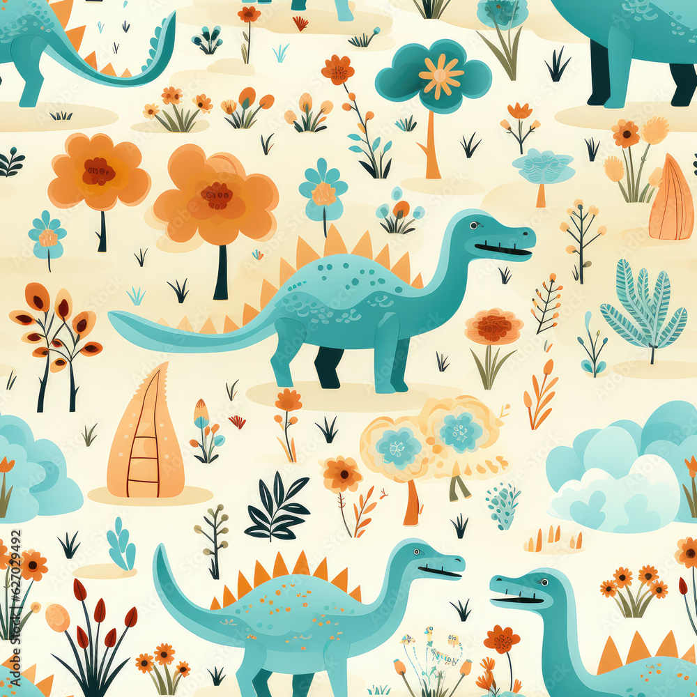 Cartoon dinosaurs childish seamless repeat pattern
Cartoon dinosaurs childish seamless repeat pattern