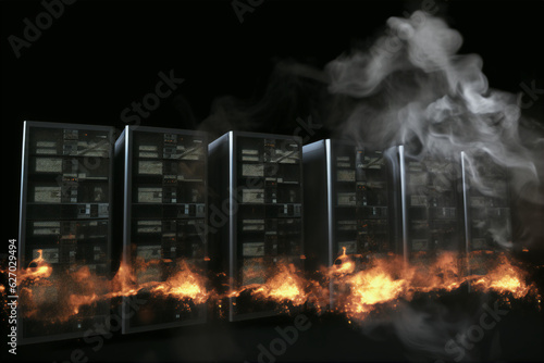 futuristic corridor of data center internet cloud server visualization of datastreams photo