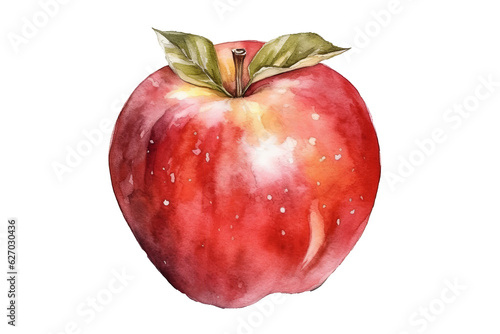 Illustration watercolor of red apple.