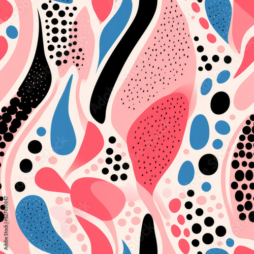 Floral abstract retro pop art boho repeat pattern 