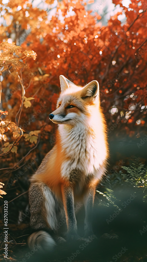 Naklejka premium Forest Fox, Animal Photography, Nature Photography,red fox in the woods,red fox in the forest,red fox cub