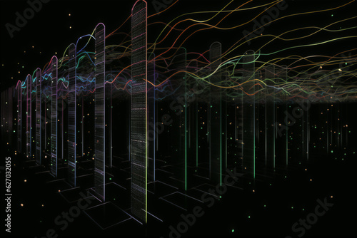 futuristic corridor of data center internet cloud server visualization of datastreams photo