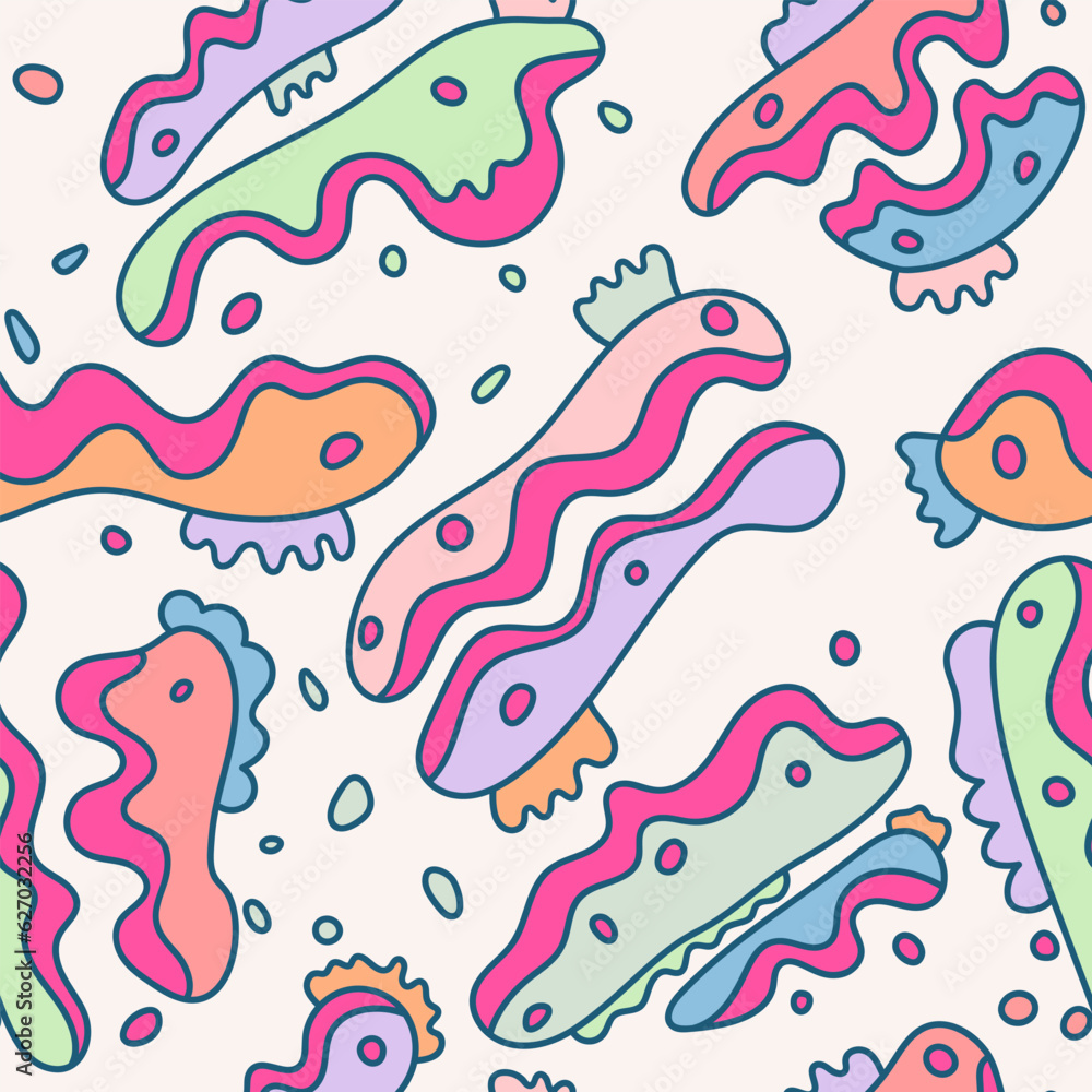 Abstract colorful surreal pattern with wave shapes