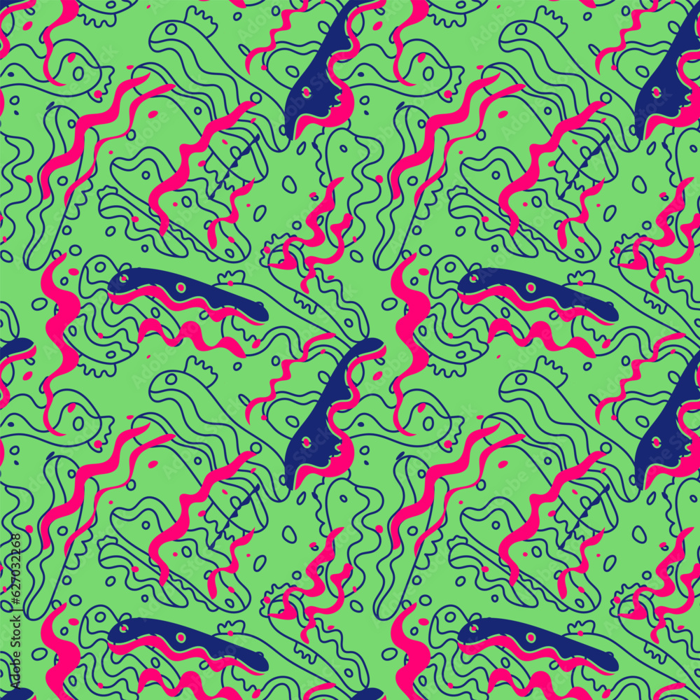 Naklejka premium Abstract colorful surreal pattern with wave shapes