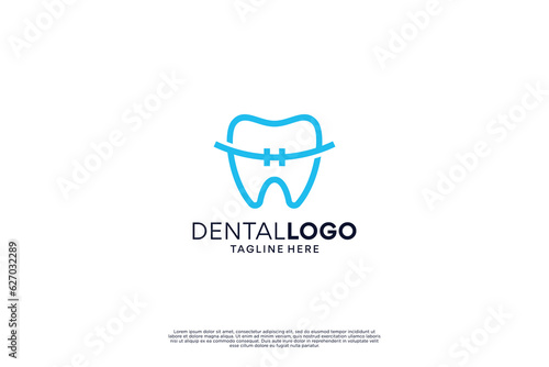 Dental braces logo  dental implant  dental logo design.