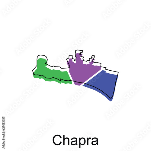 Map of Chapra modern geometric illustration, map of India country vector design template photo
