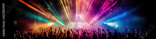 Live Music Gig in Panoramic View: Capturing the Excitement of Festival Celebration.