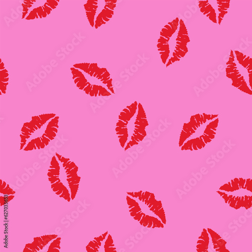 Simple seamless pattern with lips prints. Illustration for beauty salon, cosmetics. © jullyromas