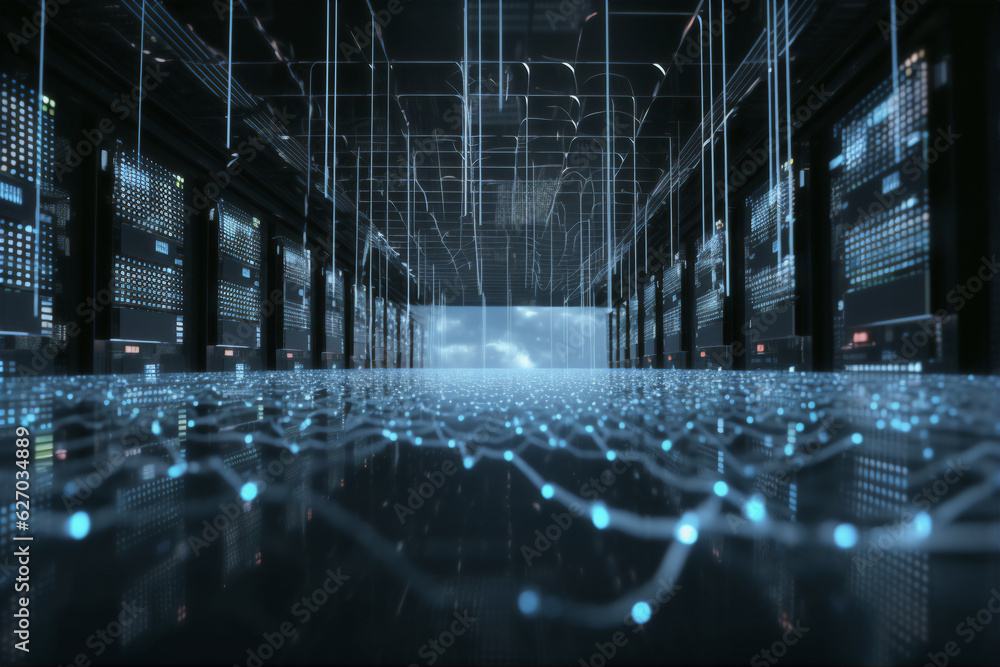 futuristic corridor of data center internet cloud server visualization of datastreams futuristic corridor of data center internet cloud server visualization of datastreams