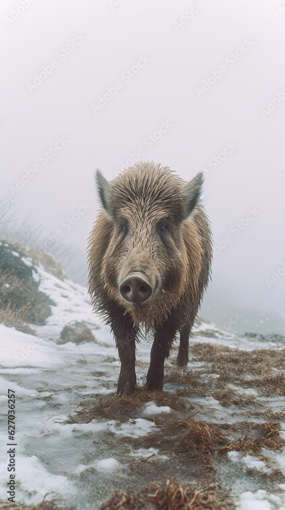 Misty Forest Wild Boar,Wild boar animal photography, nature photography Misty Forest Wild Boar,Wild boar animal photography, nature photography
