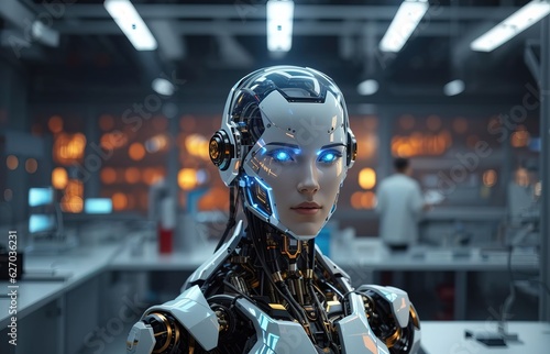 Artificial Intelegent Robotif Face, Future Background