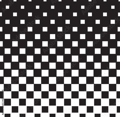 Spatial illusion square pattern design in black and white.