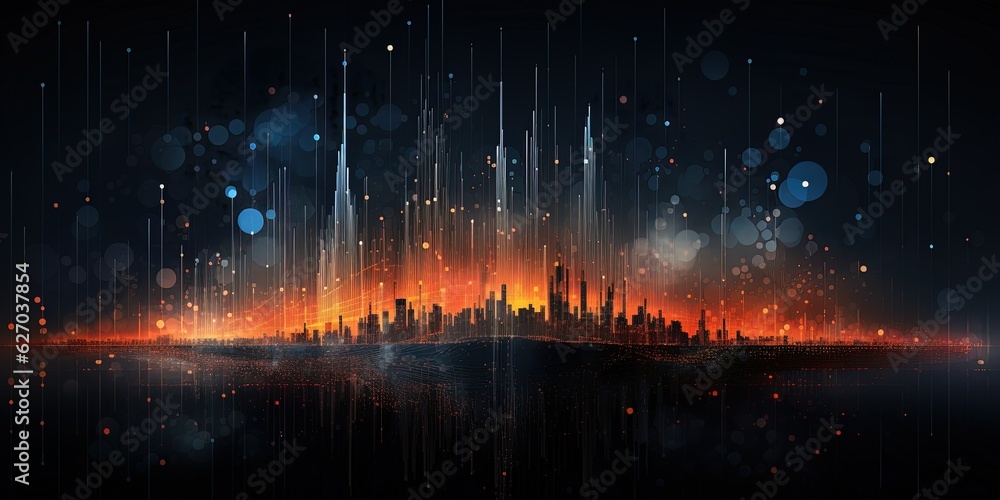 Generative AI, stock market chart lines, financial graph on technology abstract background represent financial crisis, financial meltdown. Technology concept, trading market concept.. Generative AI, stock market chart lines, financial graph on technology abstract background represent financial crisis, financial meltdown. Technology concept, trading market concept..