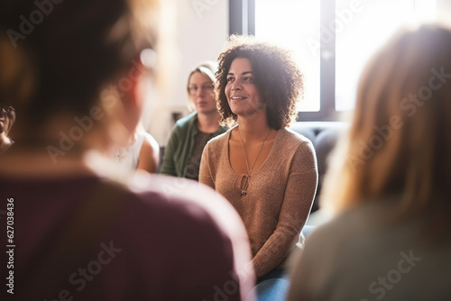A person participating in a support group for managing anxiety or depression.
 photo
