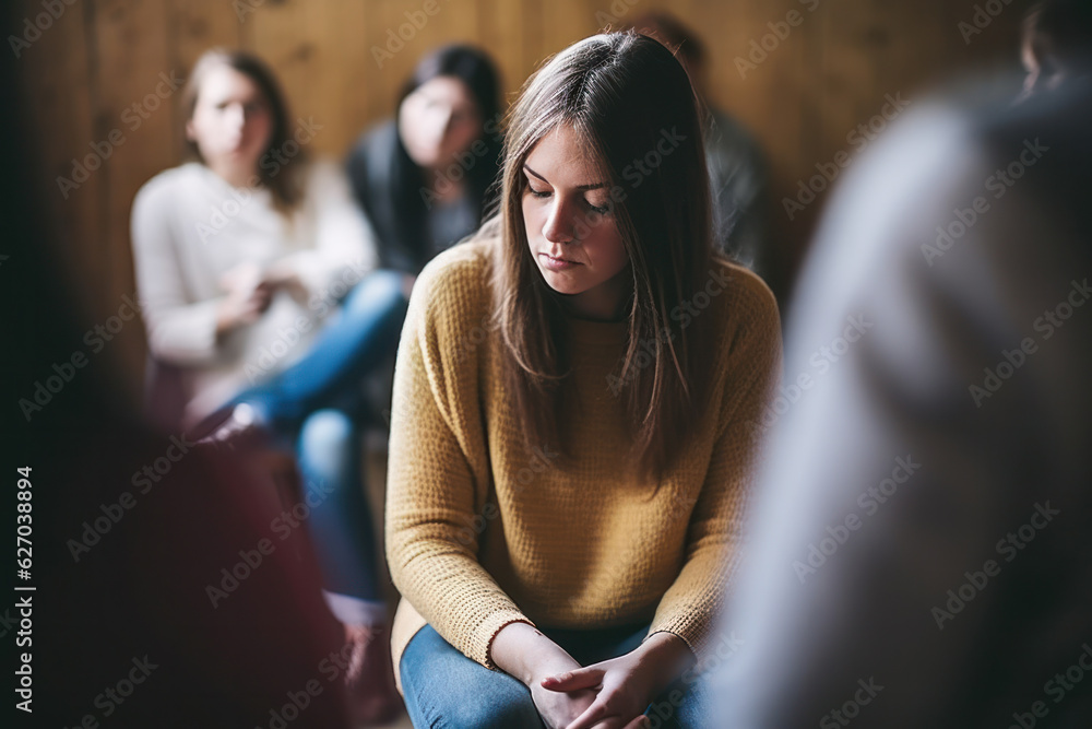 A person participating in a support group for managing anxiety or depression.