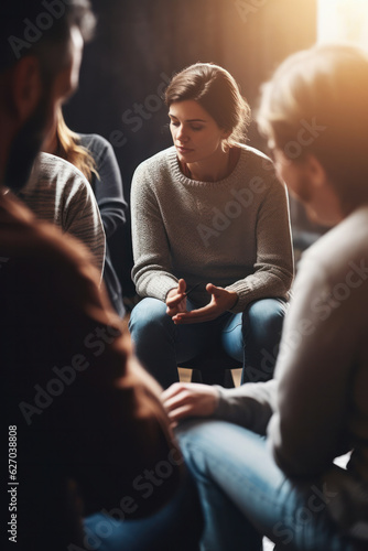 A person participating in a support group for managing anxiety or depression.
