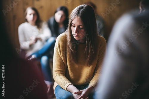 Obraz na płótnie A person participating in a support group for managing anxiety or depression.
w salonie