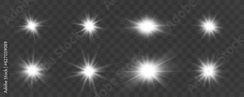 Set of bright light effects.Beautiful stars on the background.