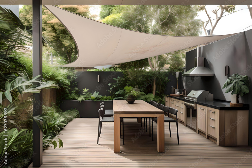 Fototapeta premium Shade Cover Sails are the game-changer here. They are essentially large pieces of durable fabric stretched and anchored in a way that they create shaded spaces underneath.