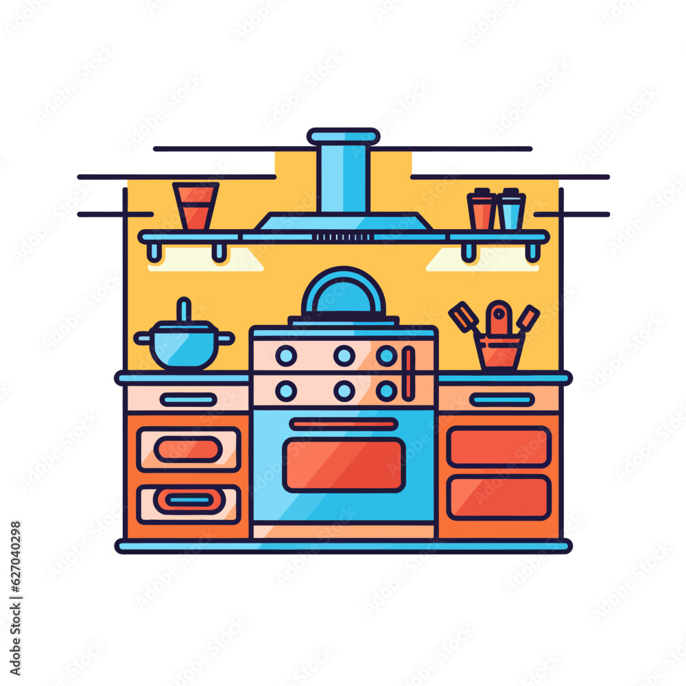 VECTOR ICON OF A KITCHEN FLAT DESIGN VECTOR ICON OF A KITCHEN FLAT DESIGN
